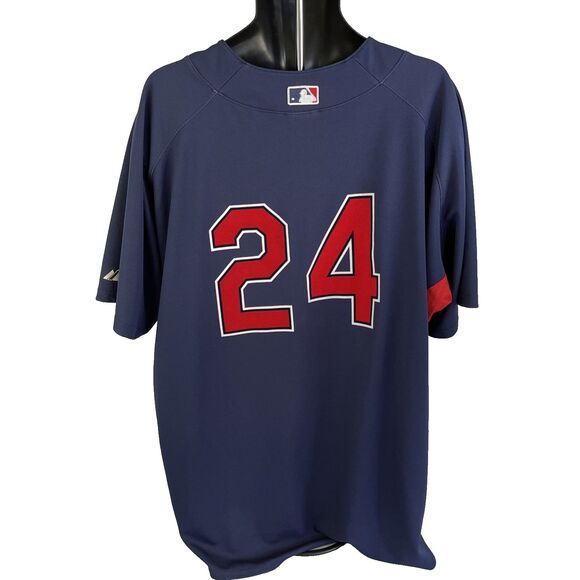 Mens Majestic Cool Base Cleveland Indians Guardians #24 Batting Jersey Sz XXL - Picture 4 of 8